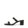 thumbnail image 5 of BURUDANI Women's Chunky Heel Sandals Two Strap Open Toe Low Block Dress Pumps Shoes BLACK/PU Size 9.5, 5 of 8