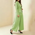 thumbnail image 7 of Atkumj Blazer Sets Women 2 Piece Outfits Stylish Lapel Button Jackets and Wide Leg Pants Suit Set Casual Solid Color Women Suits 2 Piece Set Business S, 7 of 7