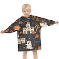 thumbnail image 3 of Halloween Ghosts Pumpkins and Haunted Houses Blanket Hoodies for Kids 6-13YR Oversize Wearable Blanket Hoodies for Boys Girls Teens, 3 of 7