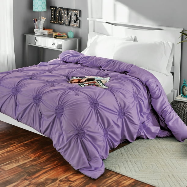 Mainstays Solid Elastic Circle Ruched Microfiber Comforter