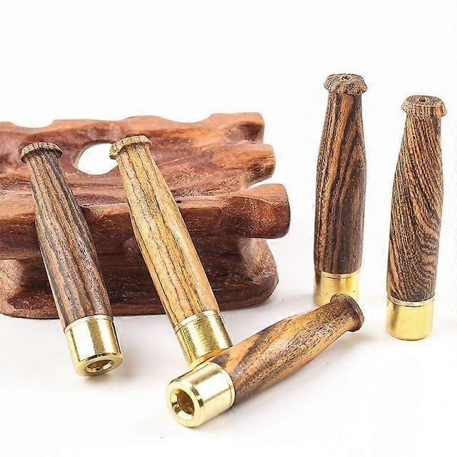 Set of 5 reusable slim cigarette wooden mouthpieces, handcrafted from natural