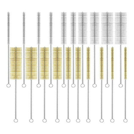 

20 Pcs Tube Brush Kit Brass Stainless Steel Bristle Wire Brush for Multipurpose 6 Mm 8 Mm 10 Mm 12 Mm 20 Mm