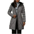 thumbnail image 2 of Winter Coats for Women Long Womens Hooded Puffer Jacket Lightweight Fleece Long-sleeved Fall And Winter Quilted Clothing Large Outwear Gray M, 2 of 8