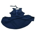 thumbnail image 4 of Robe de Bain une Pièce Modeste pour Femme, Col Licou, Imprimé Floral Feuilles Léopard, Dos Ouvert, Froncée, 4 of 6