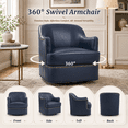 thumbnail image 4 of Carolayne Leather Accent Chair, 360°Swivel Accent Chair, Modern Barrel Accent Armchair Waterproof for Living Room, Blue, 4 of 10