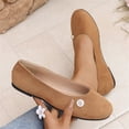 thumbnail image 5 of IEMIEMIEM Women's Slip On Flats Square Toe Fashion Casual Leather Chunky Low Heels Ballet Flats Wide Comfortable Walking Shoes Slip-On Loafers Dress Shoes Brown 7 Wide, 5 of 5