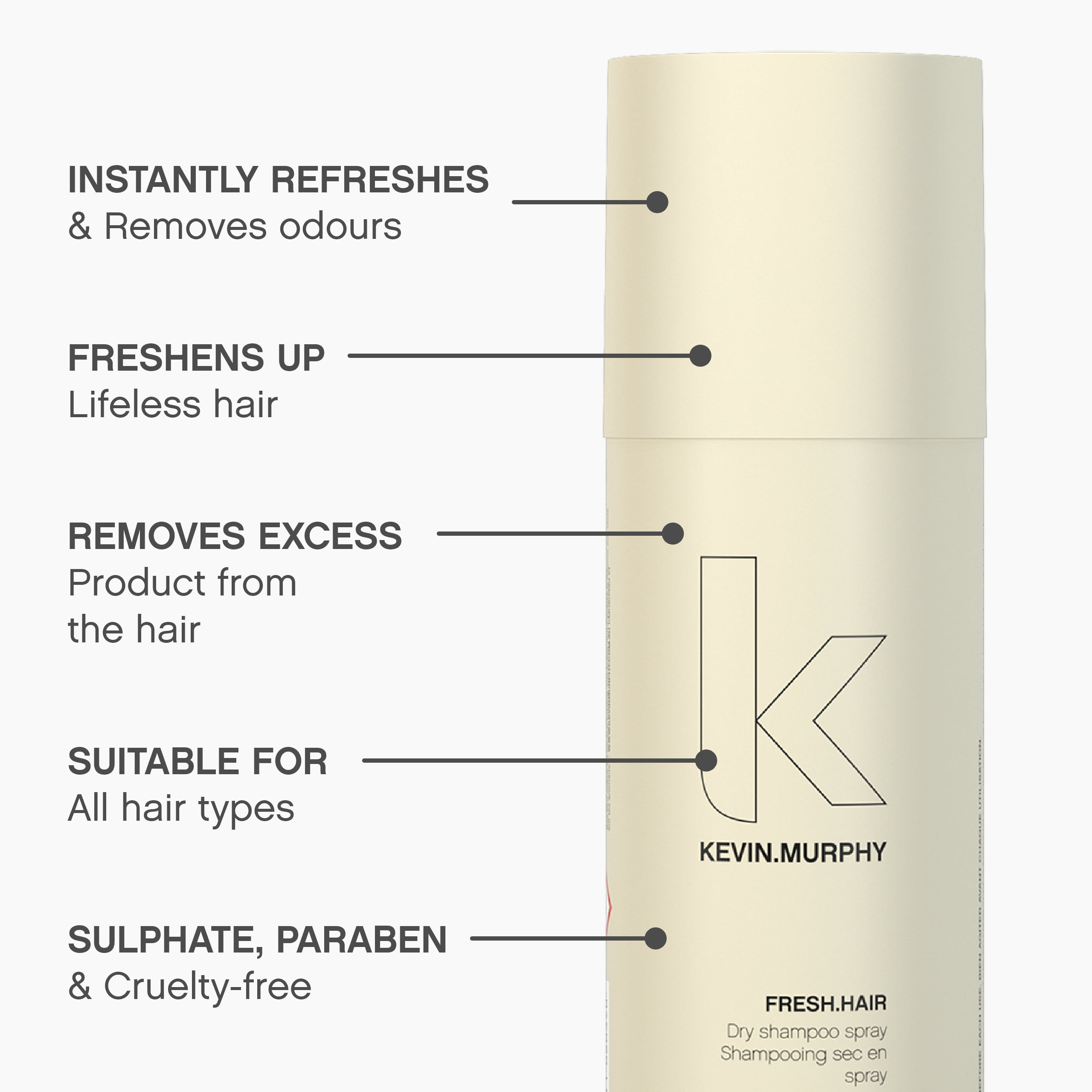 KEVIN.MURPHY FRESH.HAIR - Dry Shampoo Spray - For All Hair Types - Fresh Hair - Sulphate-Free - Hair Care - 100 mL / 3.4 fl oz