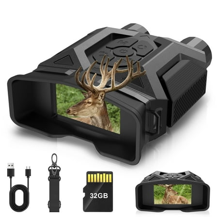QUNSE Night Vision Goggles, Night Vision Binoculars for Adults with 3" HD Screen, 8X Digital Zoom, 7-Level IR Illuminator, 36MP Photo & 1080P Video, 1312FT Full Dark Range for Hunting and Camping