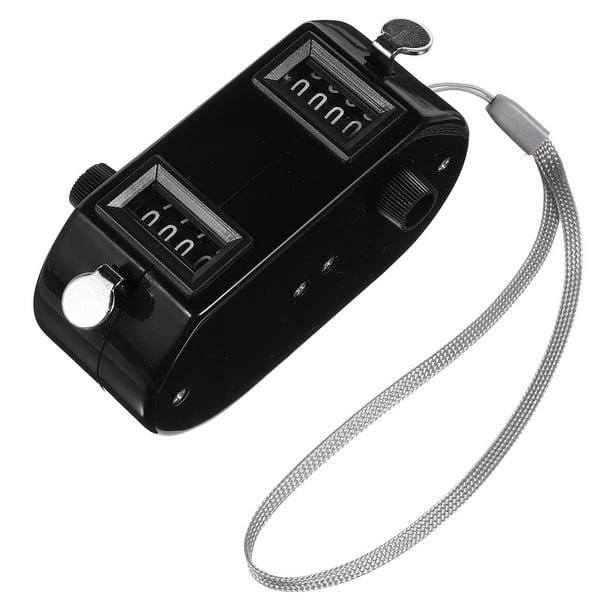 Contador de cuentas Contador de clic Contador de tono de mano Mecánico manual Contador de clics de 4 números Contador digital para tejer personas de regazo Pesca Golf Fila Negro