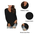 thumbnail image 2 of SHIBEVER Long Sleeve T Shirts for Women Fall Tops Fashion V Neck Tunics Top Comfortable Workout Cute Casual Loose Fit Blouses Tops Black, 2 of 5