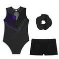 thumbnail image 4 of YONGHS Girls Gymnastics Tumbling Outfits Rhinestone Sleeveless Leotard with Shorts Balelt Dancewear Royal Blue 12, 4 of 7