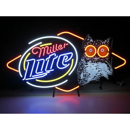 Queen Sense 24"x20" Custom Millers Lite Hooters Neon Sign Wall Decor Handmade Artwork Beer Pub Bar Man Cave Party Gift Neon Light W124MLLV3HLB