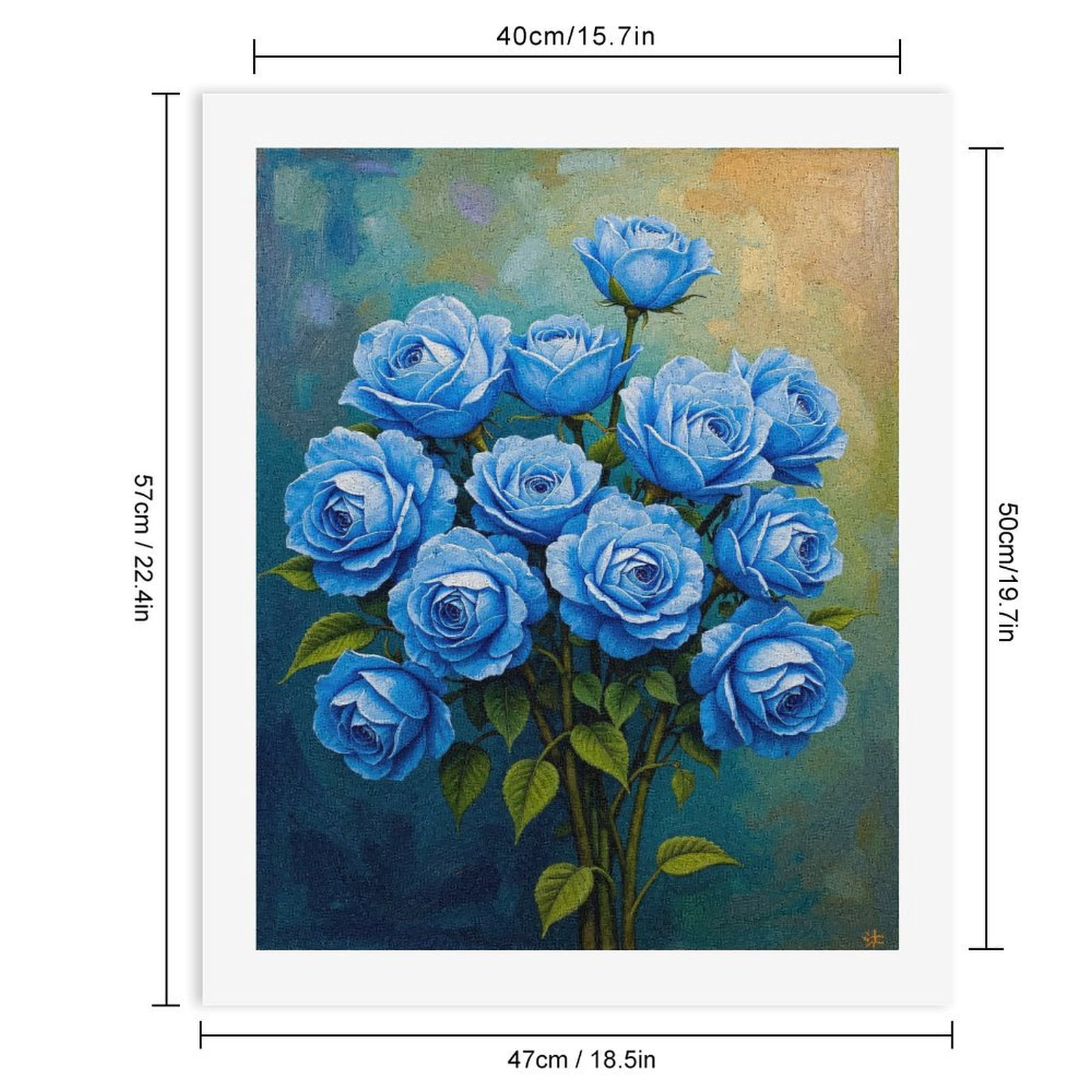 Paint By Numbers Kit for Adults Beginner - DIY Blue Roses Floral Bouquet Art Canvas Painting Kits for Adults, Frameless Paint By Number for Adults for Home Wall Decor 16x20 Inch