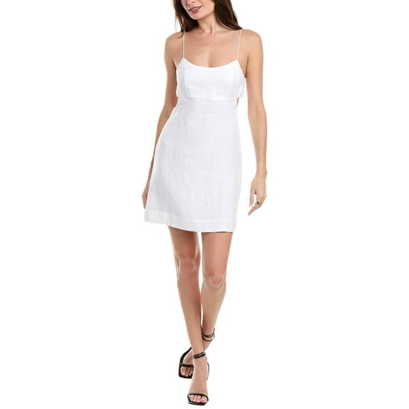 FAITHFULL THE BRAND womens Antibes Linen Mini Dress, 4, White