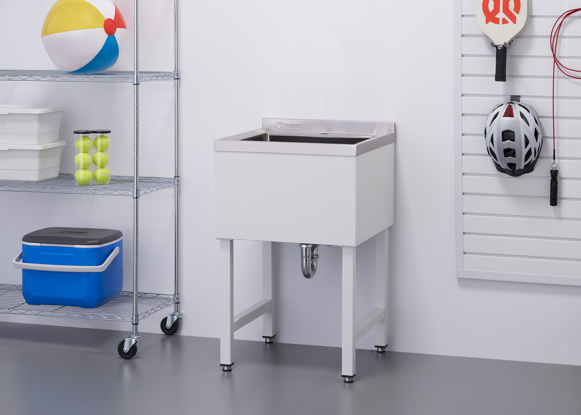 TRINITY BASICS | 18x16x13 Basin | Stainless Steel Utility Sink | NSF | White