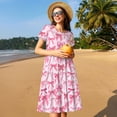 thumbnail image 4 of Fotbe Pink bows Vestido Largo de Moda para Mujer, Vestido Tipo Camiseta con Manga Corta y Estilo Casual a Rayas y Bloques de Color, 4 of 6