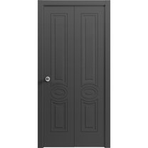 Sliding Closet Bi-fold Doors 84 x 84 inches | Mela 7001 Painted Black | Sturdy Tracks Moldings Trims Hardware Set | Wood Solid Bedroom Wardrobe Doors