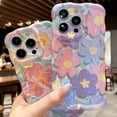 thumbnail image 4 of Compatible with iPhone Case,Cute Luxury Laser Flower Floral Wavy Curly Water Ripple Bumper Silicone Camera Lens Protection Shockproof Cover Phone Case (Purple,iPhone 13), 4 of 6