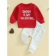 thumbnail image 2 of My First New Years Baby Boy Outfit Baby Boy Valentines Day Outfit Letter Print Long Sleeve Sweatshirt T-shirt and Elastic Casual Pants Suit, 2 of 9