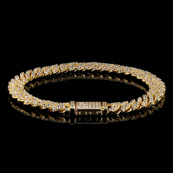 New 8mm Bling Iced Out CZ Zircon 14K Yellow Gold  Bracelet Hip Hop Personality Miami Cuban Link Charm Bracelet for Men Women