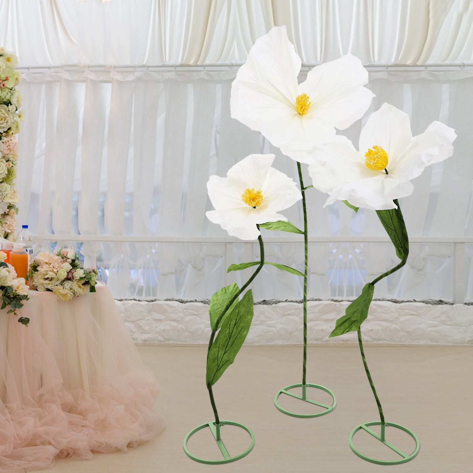3 Pcs Giant Flowers for Decoration 5.9ft Giant Artificial Flowers Wedding Giant Paper Flowers Large White Artificial Flower for Wedding Decoration