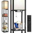 thumbnail image 1 of Floor Lamp with Shelves LED Modern Shelf Floor Lamp with USB Ports Power Outlet Color Temperature Storage Display Wood Column Standing Tall Lamp for Living Room Bedroom Off, 1 of 8