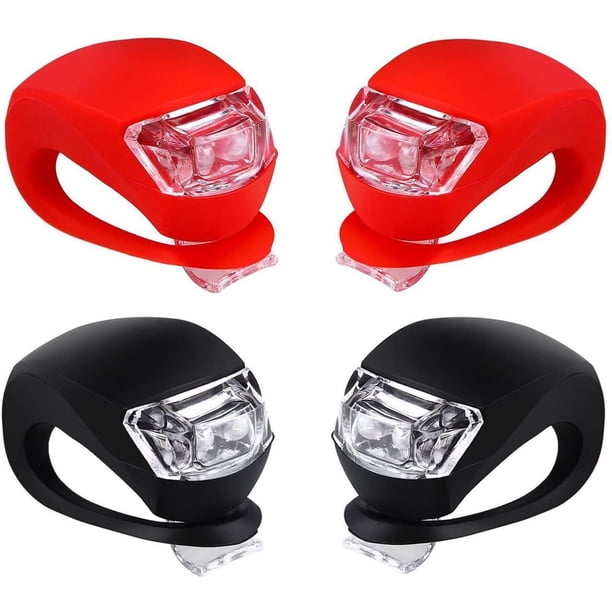 Juego de luces LED para bicicleta delanteras y traseras de silicona: faro y luz trasera para bicicleta, carretera y seguridad impermeables, luz para bicicleta de montaña, baterías incluidas, paquete de 4 (2 piezas de luz blanca y 2 piezas de luz roja) Sailing Electrónica