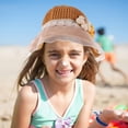thumbnail image 5 of Sombrero de paja de verano para niños: sombrero para el sol para niña con decoración de flores de encaje, gorra de playa de ala ancha para vacaciones de niña, actividades al aire libre y viajes., 5 of 5