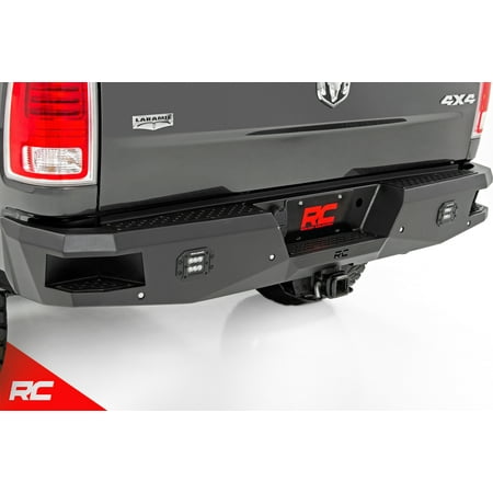 Duty Cube Truck - Rough Country Heavy Duty Rear Bumper w/ LEDs (fits) 2010-2018 RAM Truck 2500 3500 (2) LED Cubes 10786