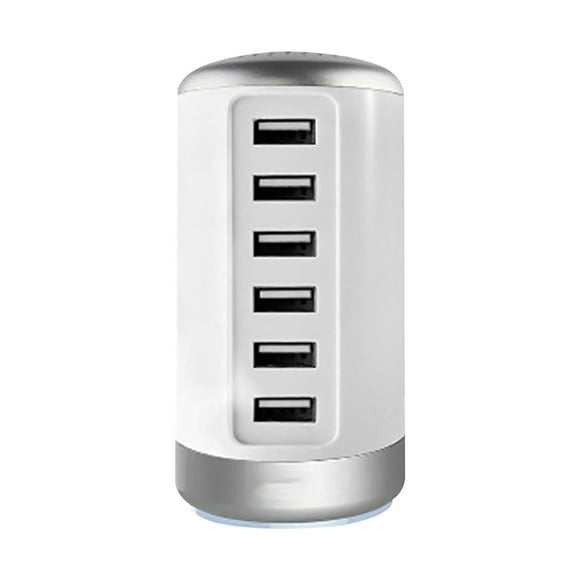 Multiple Usb Charger 6 Usb Smart Fast Charger 6A Multi-Port Usb Cylindrical Charger,Applicable to android and Ios Mobile Phones,Mp3/Mp4,Cameras,Tablets,Etc. Fast Charging Socket