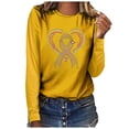 thumbnail image 2 of THDHVS Long Sleeve Shirts for Women,Womens Long Sleeve T Shirts,Women Breast Cancer Awareness Print Long Sleeve Pullover with Round Neck for Support andComfortable Yellow L, 2 of 4