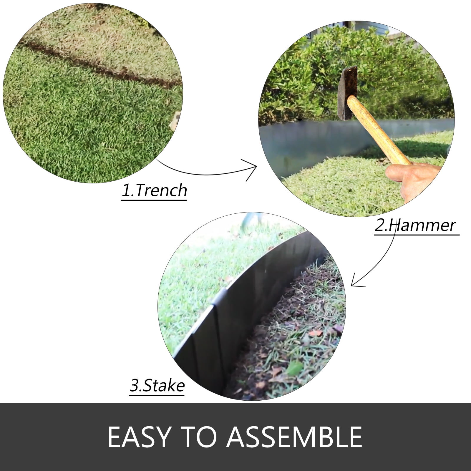 BENTISM Steel Landscape Edging Steel Edging For Landscaping 3pcs 40 x 6 Inch Lawn Edging