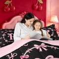 thumbnail image 5 of meiyoeat Pink Bowknot Monogrammed P 7-Piece Twin Bedding,3D Cartoon Pearl Bedding Comforter Set For Girl,Pink Reversible, 5 of 7