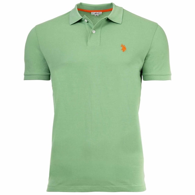 U.S. POLO ASSN. Polo para hombre - Piqué cardado, logotipo bordado, algodón Verde L (Large)