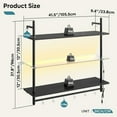 thumbnail image 2 of LED Floating Shelves for Wall, 41" Wall Mounted Shelf Pipe Glass Shelves, 3 Tier Hanging Display Rack with 8 S-Hooks Tow, Kitchen Gaming Room Wall D r, Carbon Fiber Black, 2 of 6