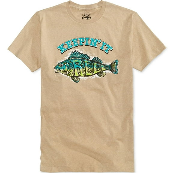 Univibe Mens Keepin' It Reel Graphic T-Shirt, Brown, Medium