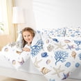 thumbnail image 3 of Manfei Watercolor White Seashell Starfish Coral Twin Comforter Sets for Kids Boys and Girls, Marine Life Print Bedding Set, Reversible 2pcs, 1 Comforter and 1 Pillowcase, 3 of 6