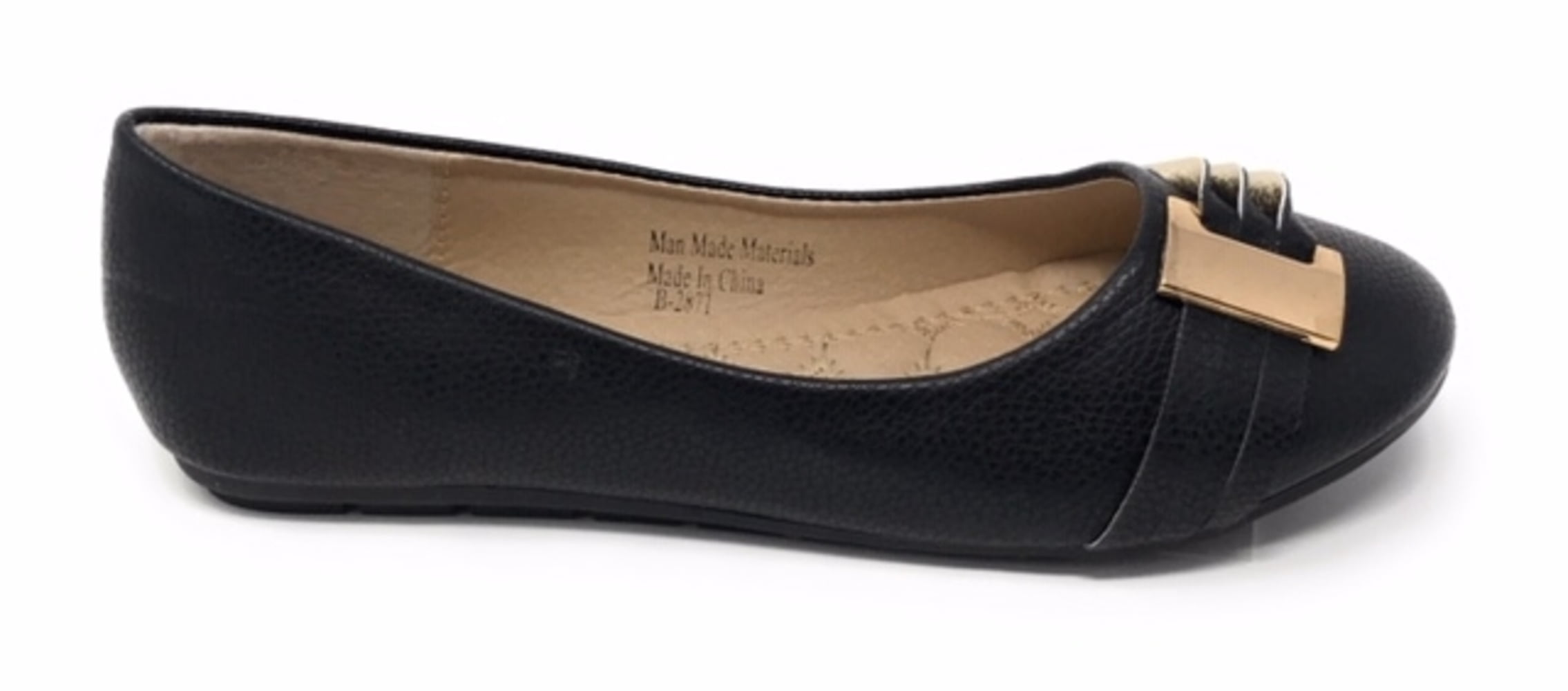 Victoria K Women's Gold Buckle With Two Tone Straps Ballerina Flats
