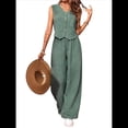 thumbnail image 2 of Conjuntos de 2 Piezas para Mujer: Chaleco de , Conjuntos Casuales Elegantes, Pantalones de Pierna , Trajes. Verde XL, 2 of 7