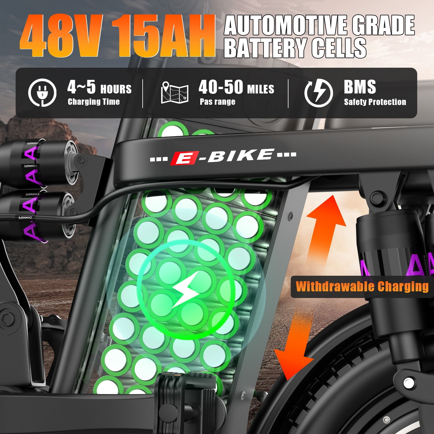 Pika Foldable Adult Electric Bike, 48V 15Ah Removable Battery, Peak Power 1200W, Maximum Speed Of 25MPH. 14-Inch Ebike, UL 2849.