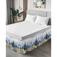 thumbnail image 4 of Mountain Tree Bed Skirt Queen Size 16" Drop Watercolor Flower Retro Scenery Ruffled Wrap Around Bed Skirts Adjustable Elastic Bedskirt Dust Ruffle for Queen Size Bed, 4 of 7