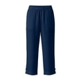 thumbnail image 5 of Shadoumai Capri Pants for Women Summer Casual Cropped Linen Pants Pull on Elastic Waist Side Pockets Bottoms Button Hem Trousers, 5 of 6
