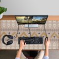 thumbnail image 4 of Long Mouse Pads for Desk,Brown Geometric Triangle Diamond Pattern Desk Mats on Top Of Desks, Desk Mouse Pad Extra Large with 3mm Non-Slip Base and Stitched Edge for Gaming,Office,Work,Home 47.3"x23.6", 4 of 6