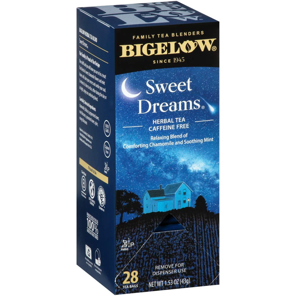 Pack of 2 - Bigelow Sweet Dreams Herbal Tea 28-Count Box (Pack Of 1) Relaxing Blend Of Chamomile & Mint Caffeine-Free Nighttime Herbal Tea In Individual Foil-Wrapped Bags