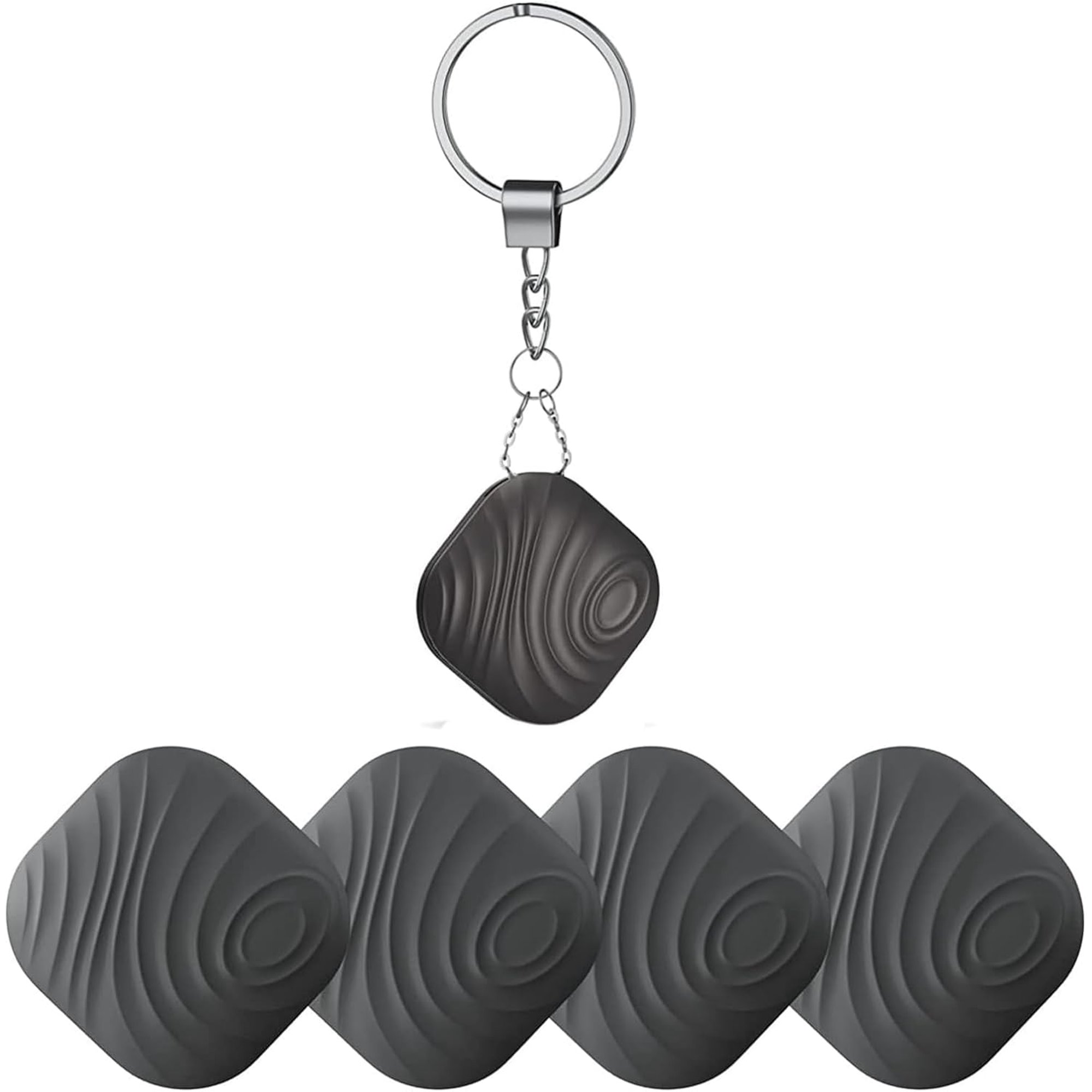 Findthing Key Finder Smart Tag 4-Pack - Bluetooth Tracker Item Locator with Key Chain - Both iOS and Android Compatible for Keys Pet Wallets Backpacks and Tablets (4-Black)