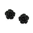 thumbnail image 2 of Bling Jewelry Womens Romantic 3D Carved Flower Black Rose Stud Earrings Lightweight 10MM, 2 of 6