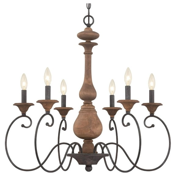Quoizel ABN5006RK Auburn 6-Light Chandelier in Rustic Black