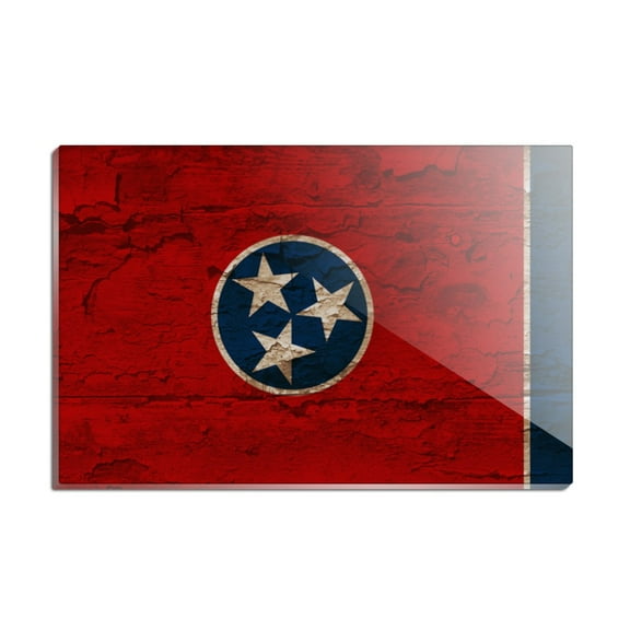 Rustic Distressed Tennessee State Flag Rectangle Acrylic Fridge Refrigerator Magnet