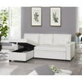 thumbnail image 6 of "Naomi Home 78"" Convertible Leather Sleeper Sofa, L-Shaped Couch with Storage Chaise - White", 6 of 11