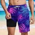 thumbnail image 1 of Ceisia Men's Neon Palm Leaf Print Beach Shorts with Quick Dry Stretch Fabric and Anti-Exposure Liner Multicolor M Gifts, 1 of 6